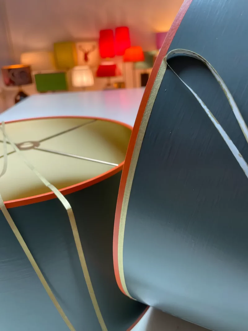 Blau Grauer Lampenschirm Mit Baendern